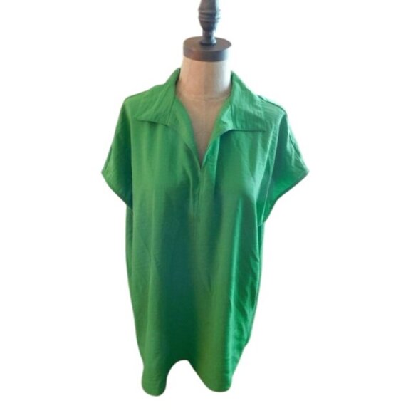 Ali Miles Size XL Green Button Back Vneck Blouse Top - Picture 2 of 3